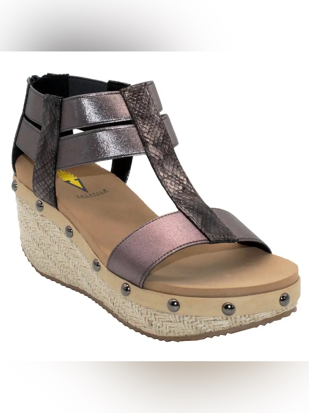 Volatile Zayanta Metallic Gladiator Espadrille Wedge Sandals NWOB SIZE 9